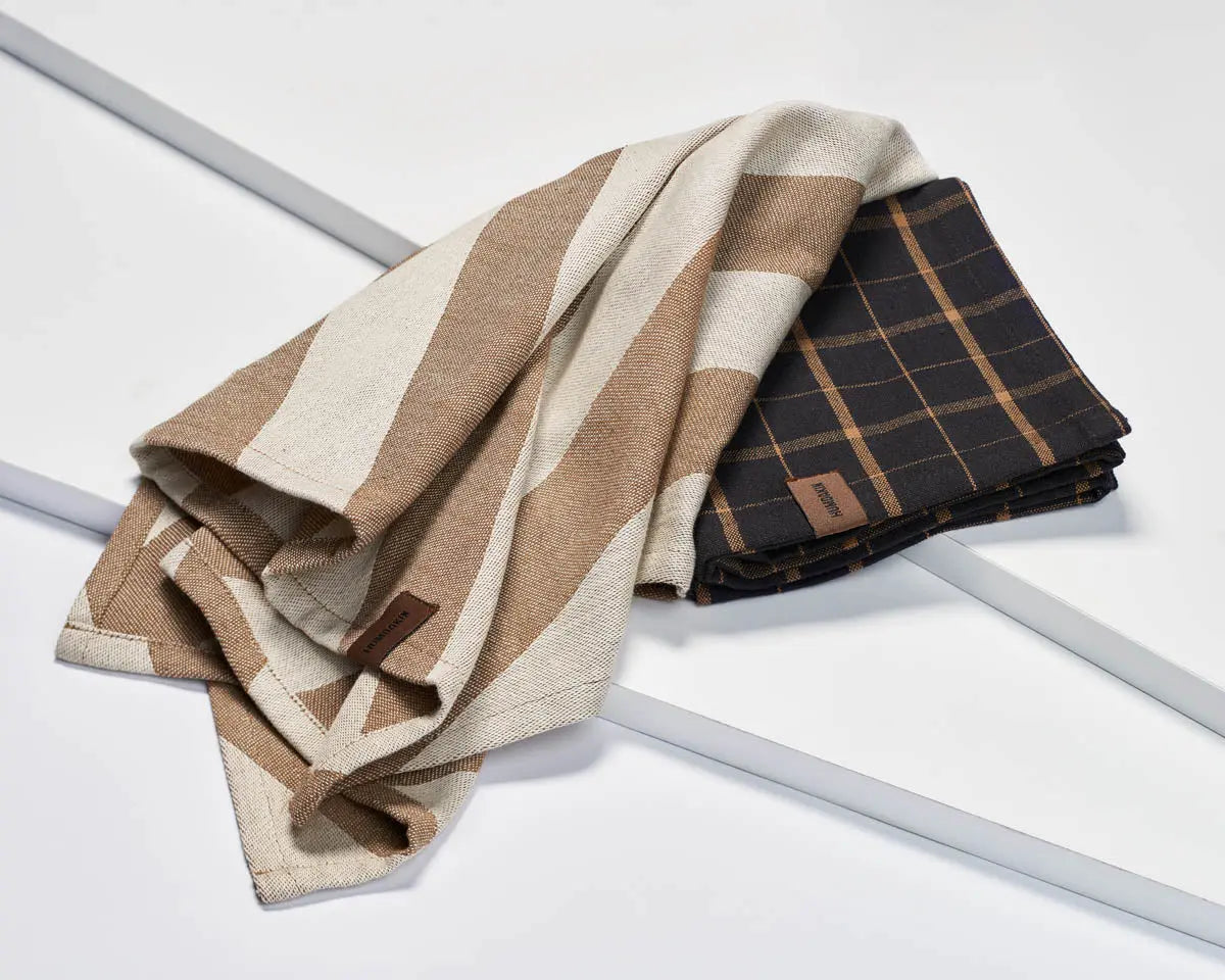 HUMDAKIN Viskestykker i genanvendt bomuld - 2 stk Organic Textiles 204 Brown Plaid
